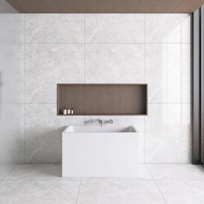 43 in. x 28 in. Acrylic Freestanding Soaking Bathtub in Gloss White
