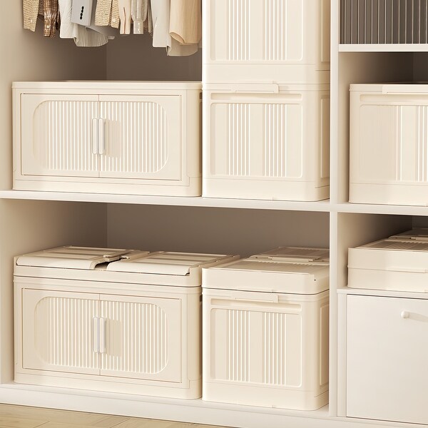 40.5 in. H Cream White Plastic Foldable Storage Bins 4-Tier