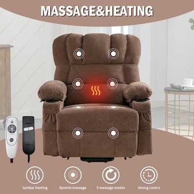 Power Lift Recliner Chair with Massage & Heat, Electric Recliners with Side Pocket and USB Port, Ergonomic Lounge Sofa Chair