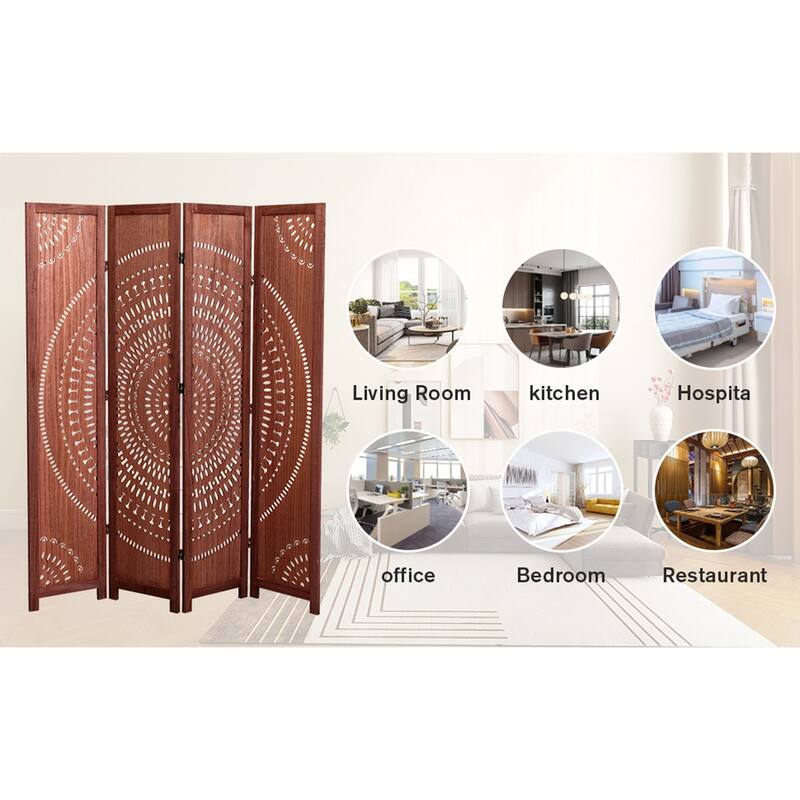 Stylish 4-Panel Solid Wood Folding Room Divider for Privacy and Decor in Any Living Space