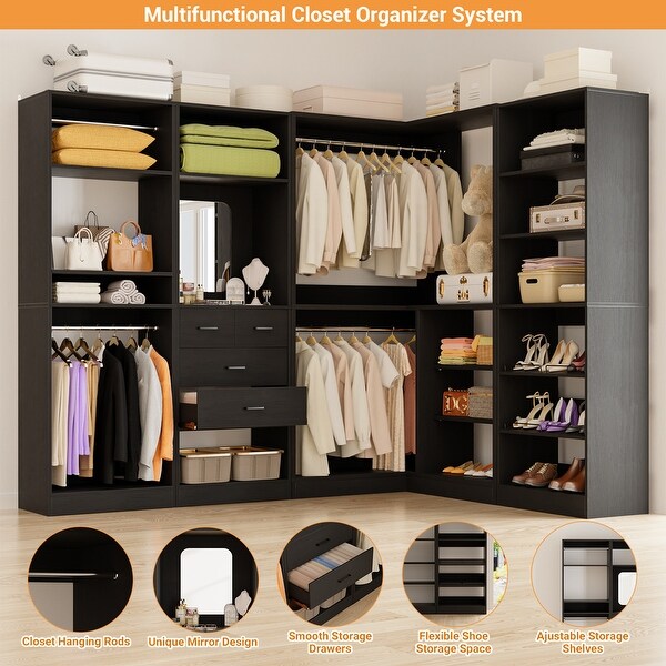 Cimly 111'' Set of 4 Freestanding Closet Organizer, Space-saving