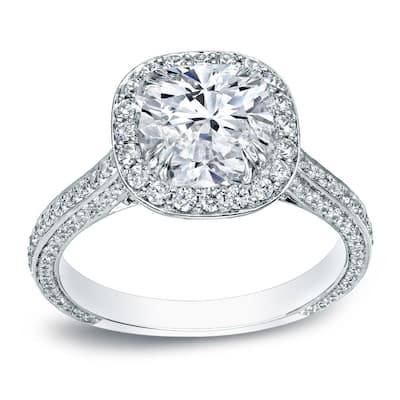 Auriya 18k Gold 3ctw Cushion-cut Halo Diamond Engagement Ring Certified (H-I, VS1-VS2)