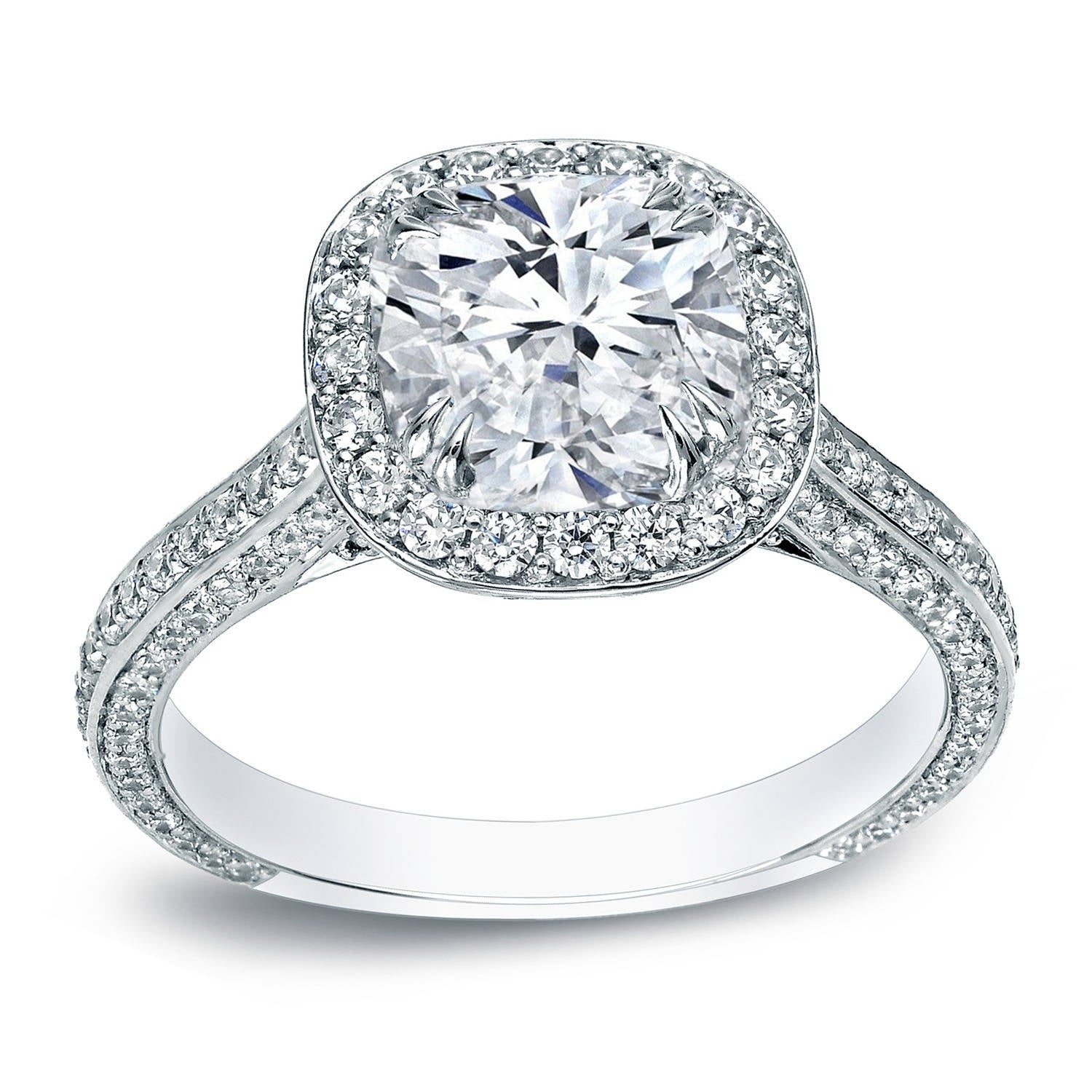 Auriya 18k Gold 3ctw Cushion-cut Halo Diamond Engagement Ring Certified (H-I, VS1-VS2)
