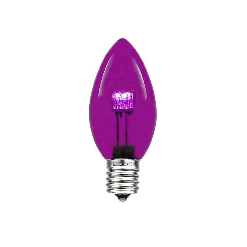25 Pack C7 LED Outdoor Patio Party Christmas Replacement Bulbs, Warm White - Purple