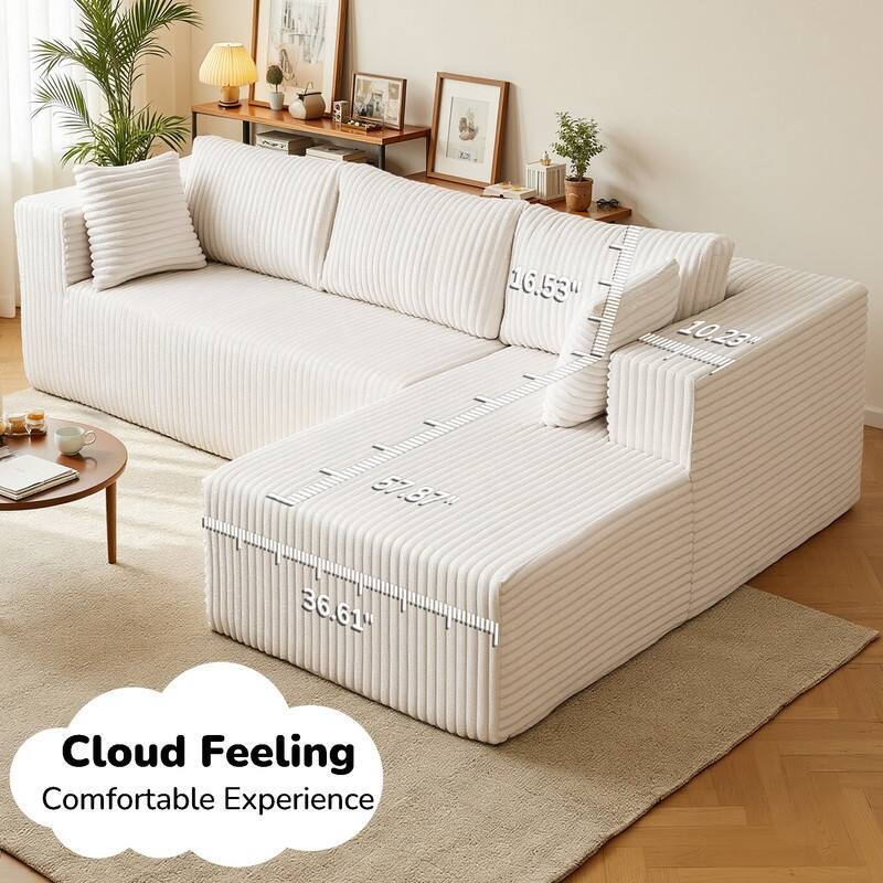105-in L Casual Beige( Corduroy)-Left Chaise Sectional