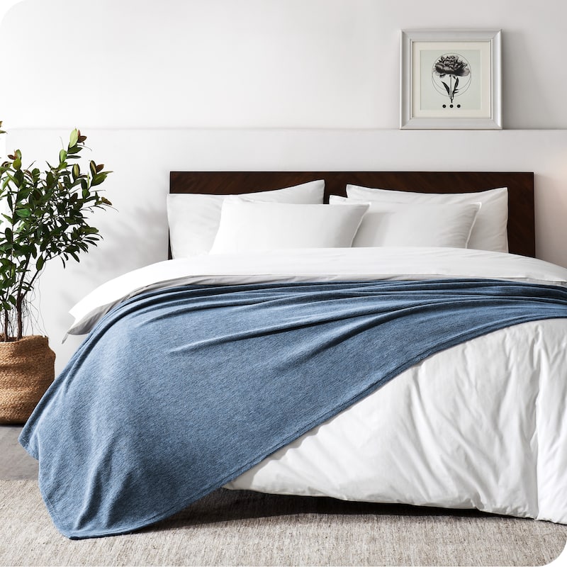 Bare Home Lightweight Polar Fleece Blanket - Full/Queen - Heather Blue
