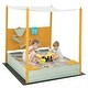preview thumbnail 1 of 8, Costway Kids Sandbox with Sand Wall Detachable Canopy Bottom Liner - See Details Natural + Green - See Details