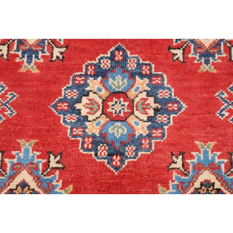 Geometric Kazak Rug Hand-Knotted Bedroom Wool Carpet - 5'2" x 7'0"
