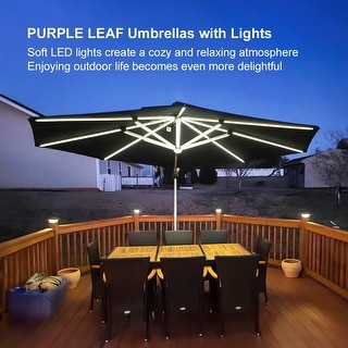 PURPLE LEAF 10 ft Double Top LED Round Patio Cantilever Umbrella with Base - Bed Bath & Beyond - 39171500 PURPLE LEAF 10 ft Double Top LED Round Patio Cantilever Umbrella with Base - Bed Bath & Beyond - 39171500