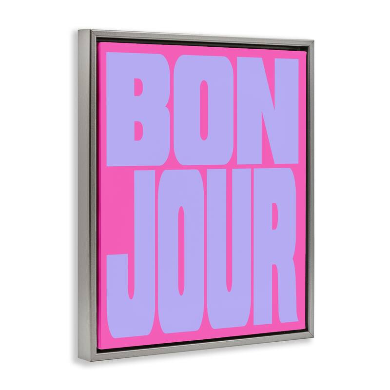 Stupell Bonjour Pink & Blue Framed Floater Canvas Wall Art Design By House of Lulu