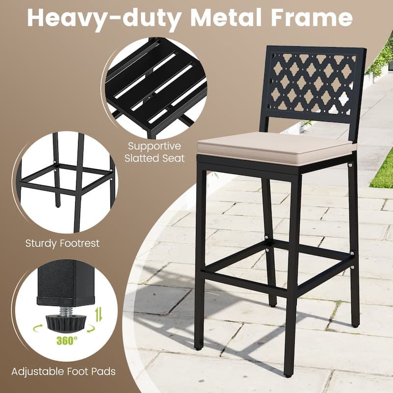 Gymax 4 PCS Outdoor Bar Stools Counter Height Barstools w/ Removable