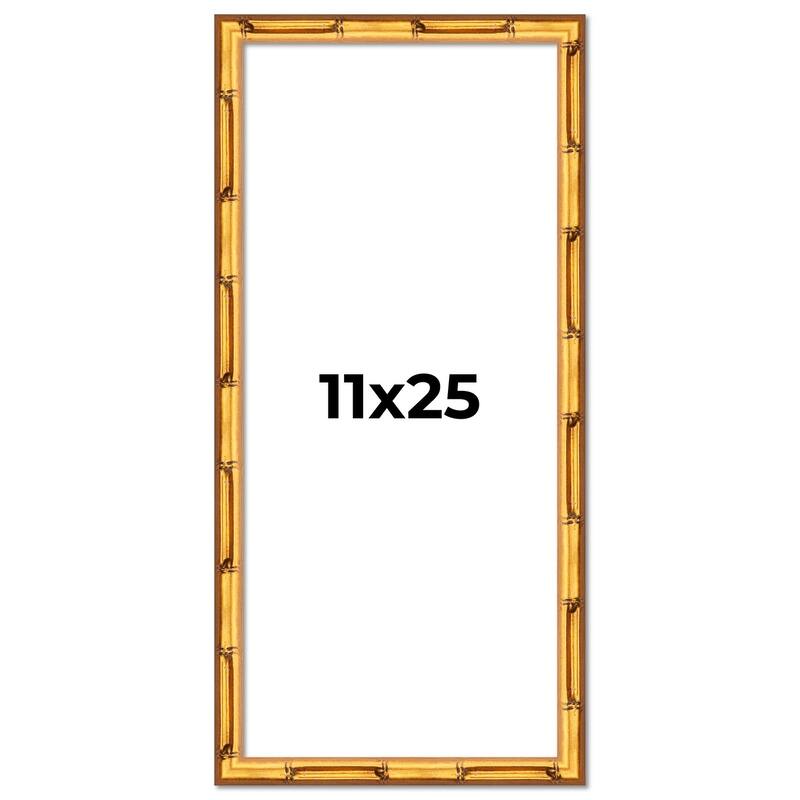 11x25 Frame Gold Bamboo Picture Frame Modern Photo Frame Includes UV Acrylic Shatter Guard Front Acid Free Foam Backing Board