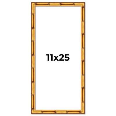 11x25 Frame Gold Bamboo Solid Wood Picture Frame | 1 Inch Moulding