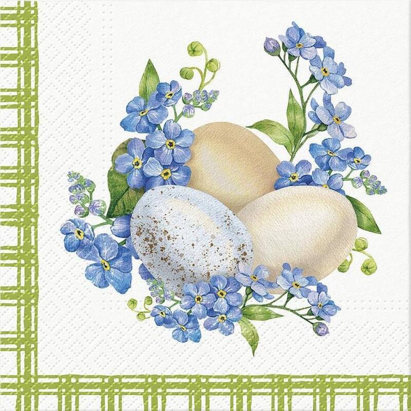 Set Of 20 Luncheon Eggs & Forget Me Nots Napkins