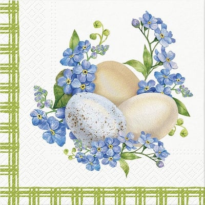 Set Of 20 Luncheon Eggs & Forget Me Nots Napkins