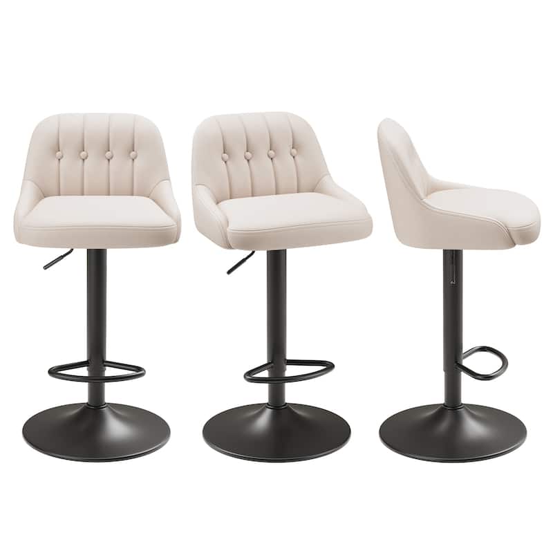 RENEWLINE Adjustable Height Bar Stools with Back, 360° Swivel PU Leather Counter Stools( Set of 1/2/3/4/6)for Kitchen Island