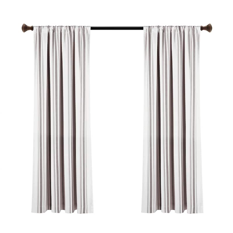Lush Decor Farmhouse Stripe Yarn Dyed Cotton Window Curtain Panel Pair