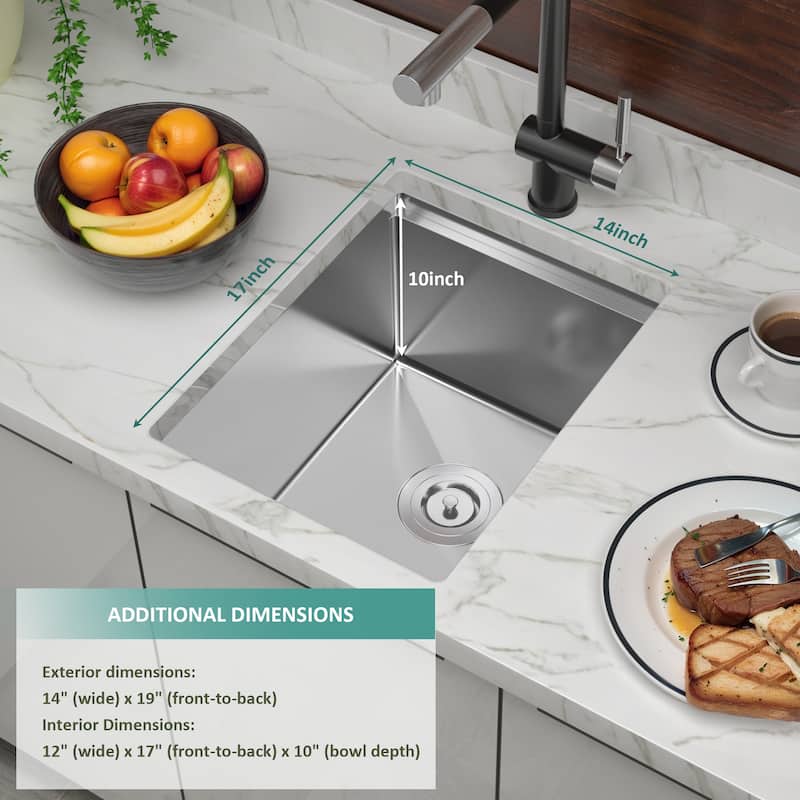 14 x 19 Inch Workstation Undermount Single Bowl Kitchen sink