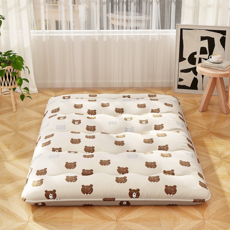 Futon Mattress Floor Bed with Removable Cover and Portable Roll-Up Sleeping Pad for Home or Travel