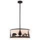 preview thumbnail 8 of 9, Acadia 3L Bronze Rustic Pendant Light White Linen Bear Deer Tree - 18-in W x 16.75-in H x 18-in D