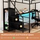 preview thumbnail 12 of 18, Full Size Metal Loft Bed with L-shaped Desk, LED Lights, Charging Cradle, with One Cabinet Wardrobe and 2 Fabric Drawers