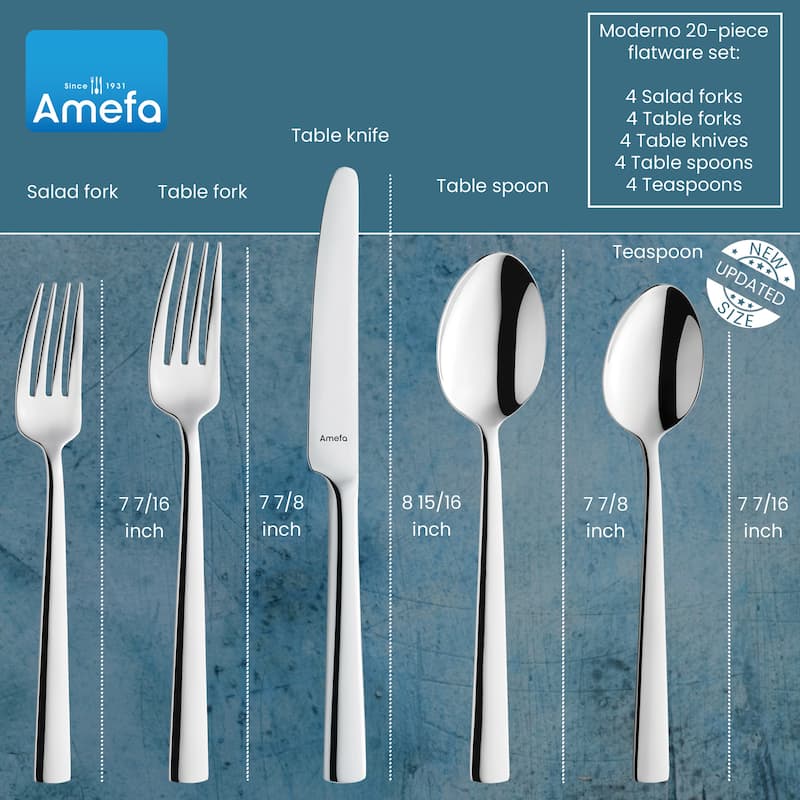 Amefa Moderno 20 Piece 18/10 Stainless Steel Flatware Set