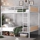 preview thumbnail 12 of 22, Twin XL Over Twin XL Bunk Beds , Industrial Heavy-Duty 2 in 1 Twin XL Bunk Bed with Ladder and Slats Support, High Guard Rail White
