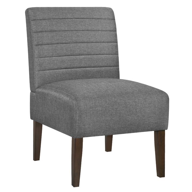 Modern Accent Chair, Armless Lounge Chair with Tufted Upholstery & Wood Legs, Fabric Side Chair, Makeup Vanity - Gray