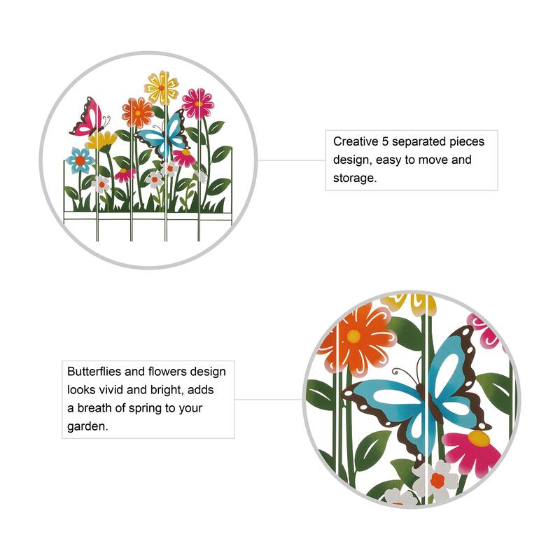 Glitzhome 40"H 5 Pieces Metal Flowers Silhouette Yard Stake