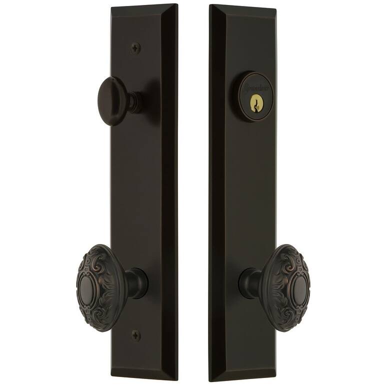Grandeur Fifth Avenue Solid Brass Tall Plate Single Cylinder Keyed - Timeless Bronze