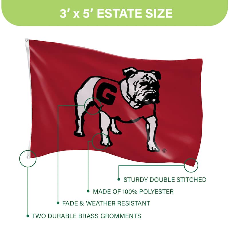University of Georgia Single Sided Flag w/ 2 Grommets, 3'x5'