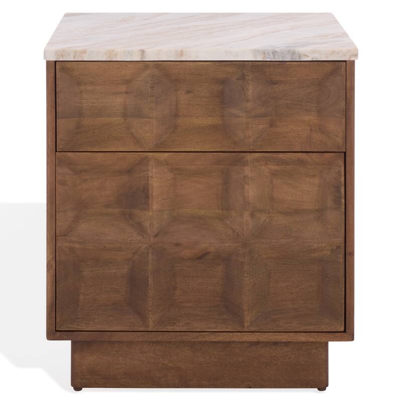 SAFAVIEH Couture Paxter Marble Top Nightstand - Walnut/White