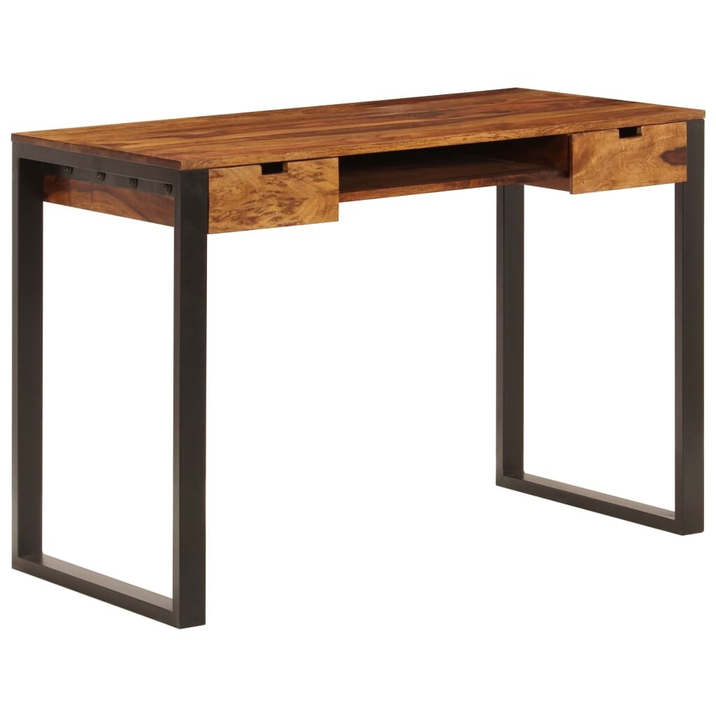 Shop Vidaxl Desk 43 3 X21 7 X30 7 Solid Sheesham Wood And Steel