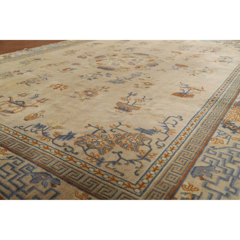 Hand Knotted Oriental 100% Wool Carpet Traditional Medallion Brown Art Deco Area Rug - 11' 1'' X 8' 7''