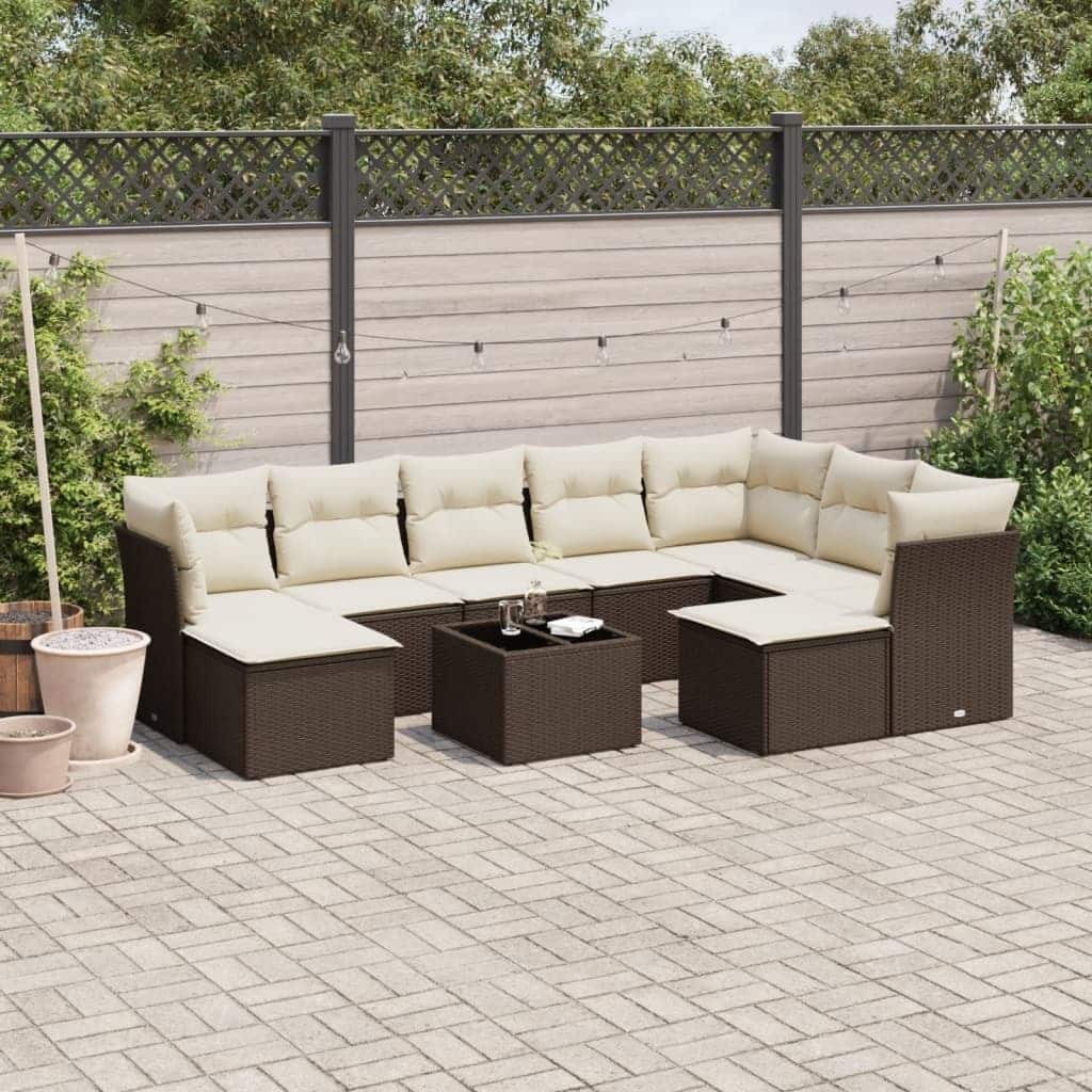 vidaXL Garden Sofa Set Brown, Cream White - 21.7 x 21.7 x 14.6