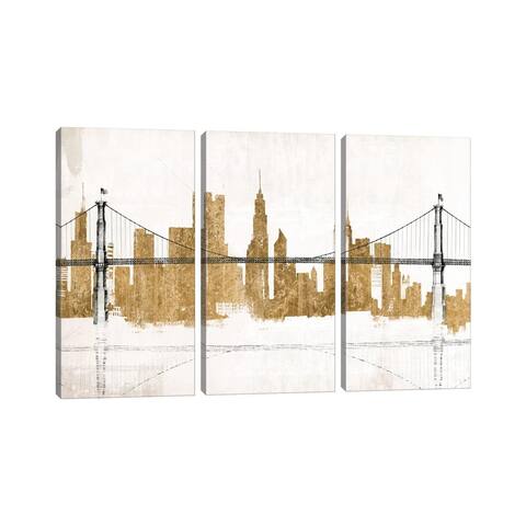 iCanvas "Bridge and Skyline Gold" by Avery Tillmon 3-Piece Canvas Wall Art Set