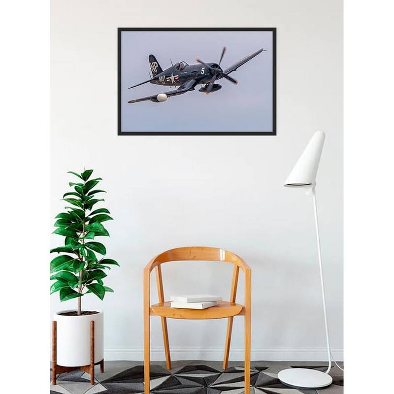 F-44 Military Airplane in Flight Finished Photography by Wayne Collamore Framed Poster - 24 x 36 Inch