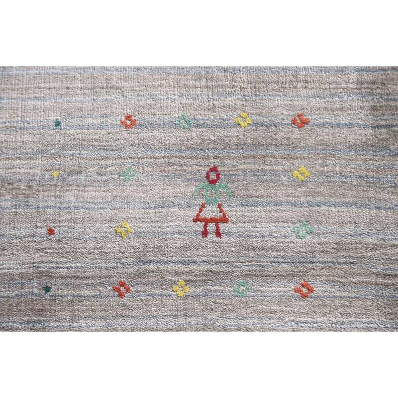Tribal Beige Gabbeh Oriental Area Rug Handmade Wool Carpet - 8'1"x 9'9"