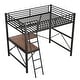 preview thumbnail 8 of 20, Full Size Loft Bed with Desk and Shelf, Sturdy Metal & MDF Frame