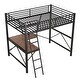 preview thumbnail 20 of 32, Loft Frame Metal Bed with L-shape Wood Desk and Shelf