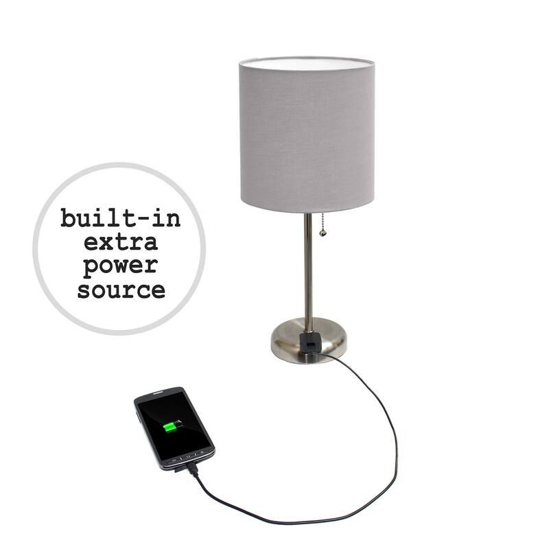 Simple Designs 19.5" 2 Pack Table Desk Lamp Set with Charging Outlet - 19.50
