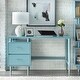 preview thumbnail 1 of 19, Simple Living Margo 2-drawer Mid-century Modern Desk Antique Blue