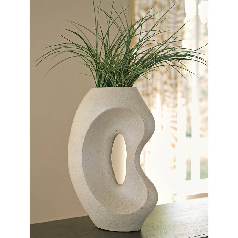 Signature Design by Ashley Odion Beige Vase - 11.5" W x 5.5" D x 15.63" H