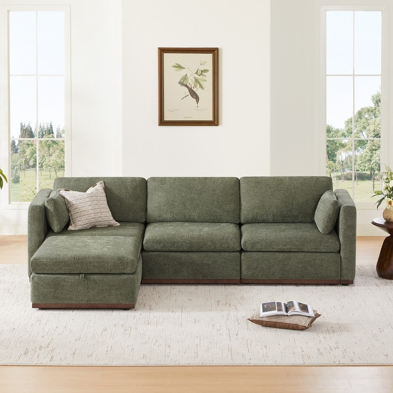 Donna Oversized Modular Sectional Fabric Sofa with Upgraded Wood Base