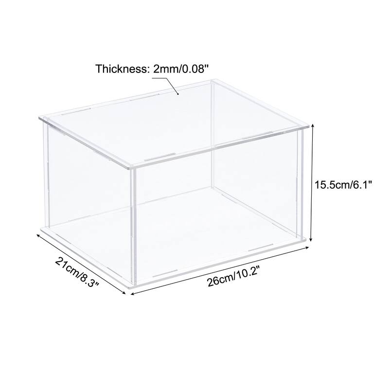 Acrylic Display Case Plastic Box Cube Storage Box Assemble Showcase - 10.2x8.3x6.1 Inch