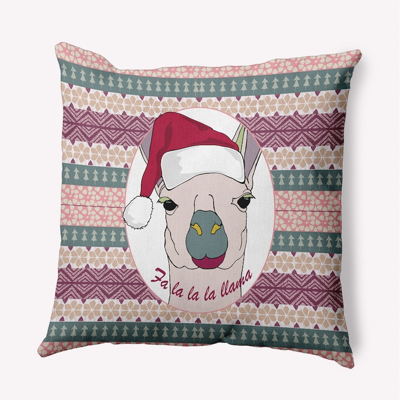 Fa La Llama Christmas Accent Pillow - 26" x 26" - White-Multi
