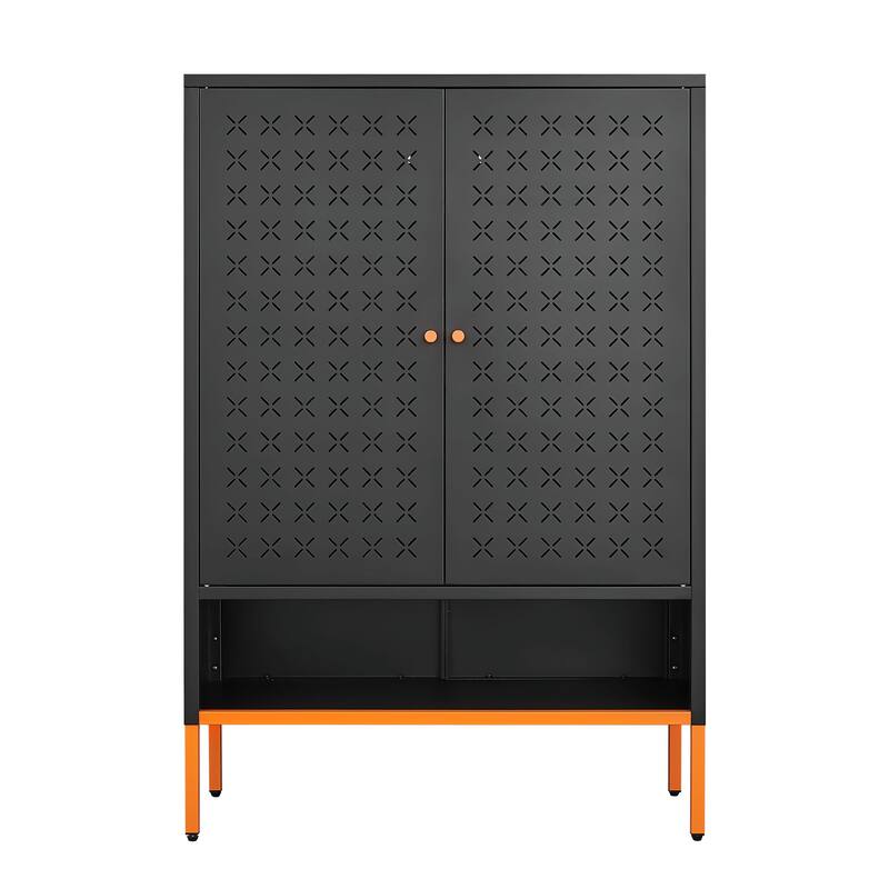 Adjustable Shoe Cabinet with Butterfly Doors - Space-Saving Design