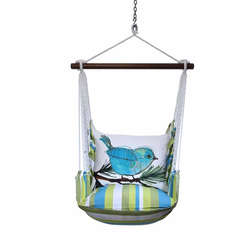 Magnolia Casual Swing Set 4 piece - Beach Boulevard Stripe w/ Blue Bird on Branch