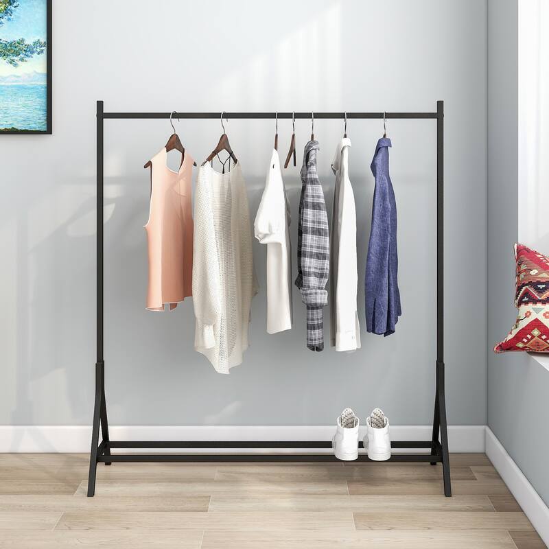 Garment Rack Freestanding Hanger Single pole Bedroom Clothing Rack - N/A - Black