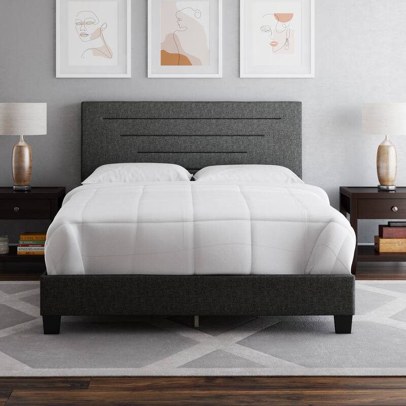 Boyd Sleep Cordoba Upholstered Linen Bed Frame - Charcoal - King